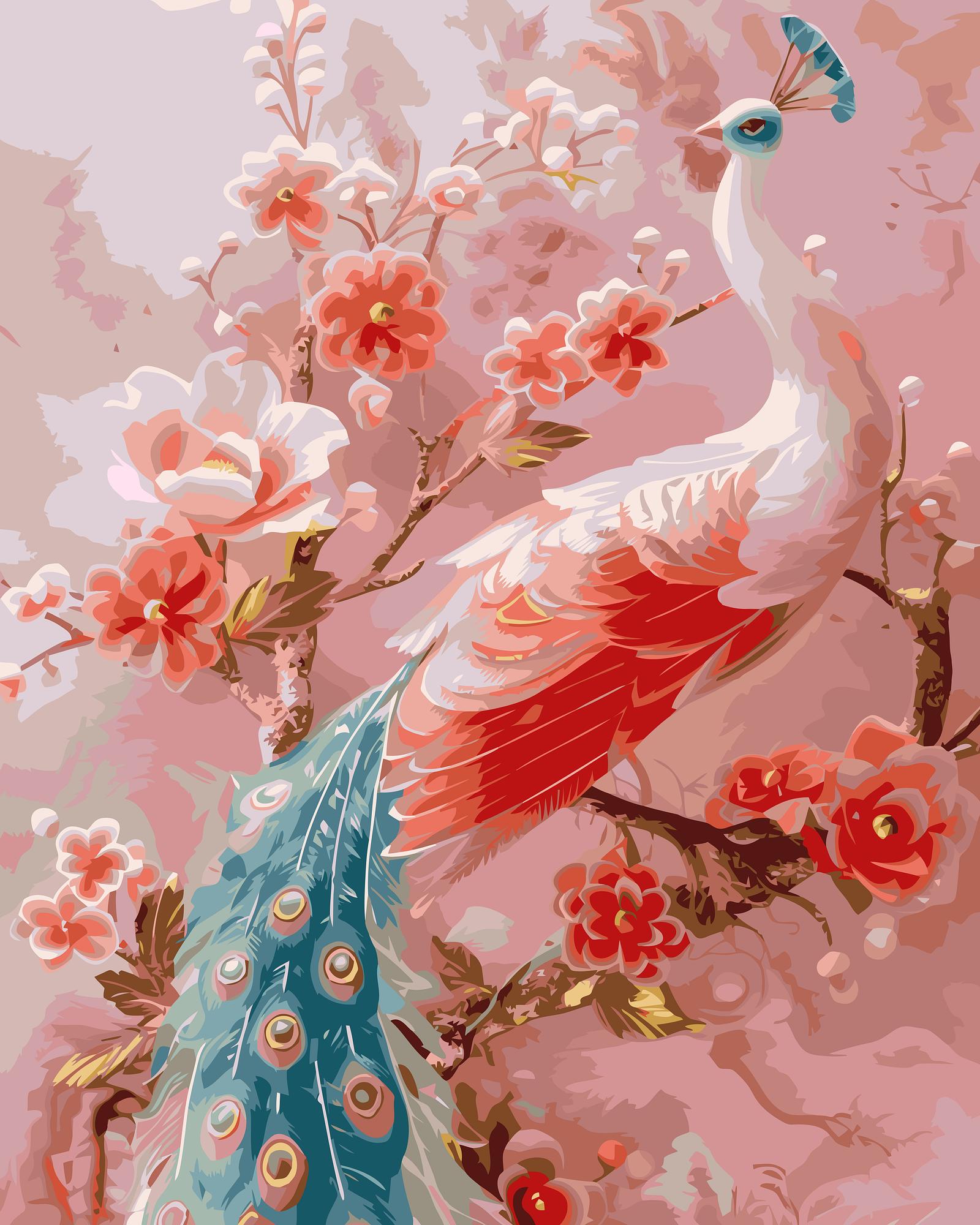 Peacock Cherry Blossoms | Paint By Numbers Kit