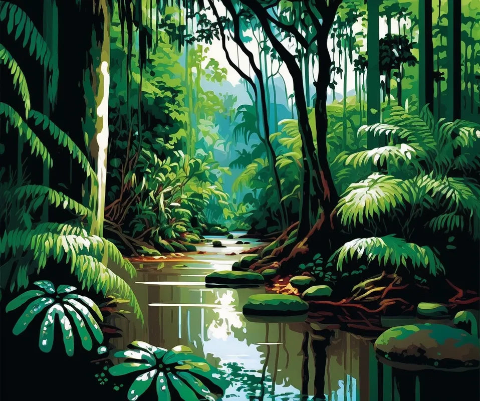 Jungle Stream Paradise | Paint By Numbers Kit