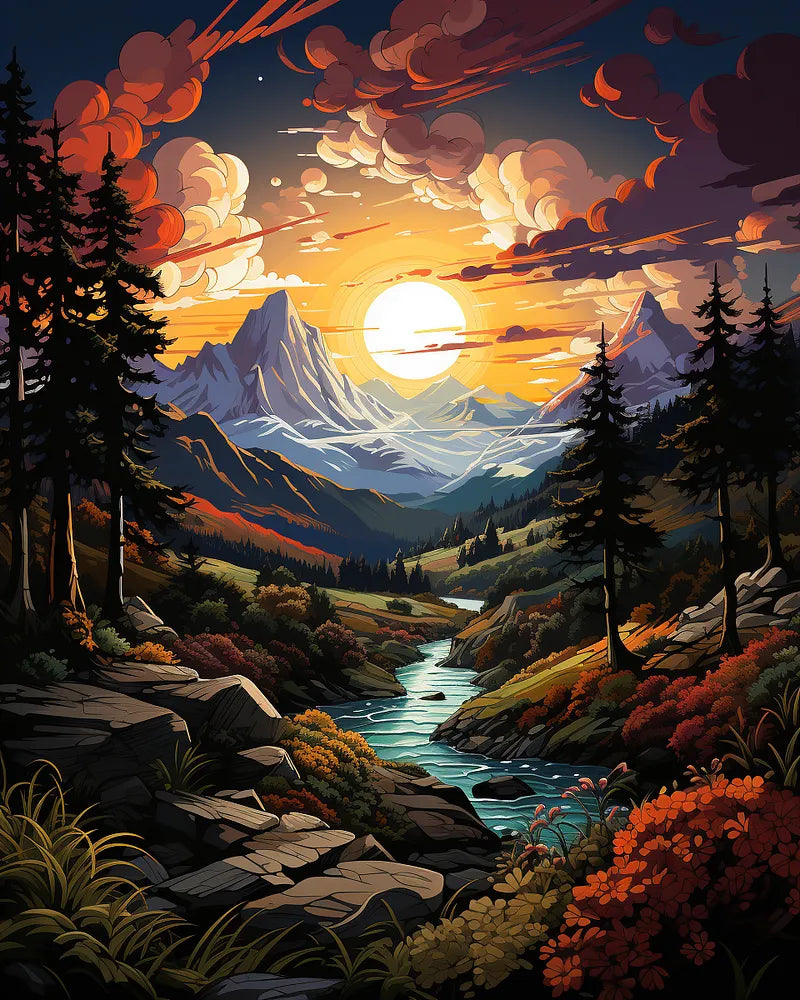 Mountain Sunset | Paint By Numbers Kit