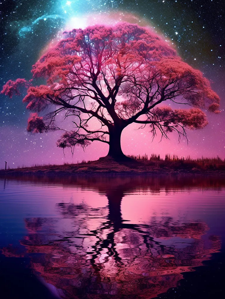 Cosmic Tree Reflection | Paint By Numbers Kit