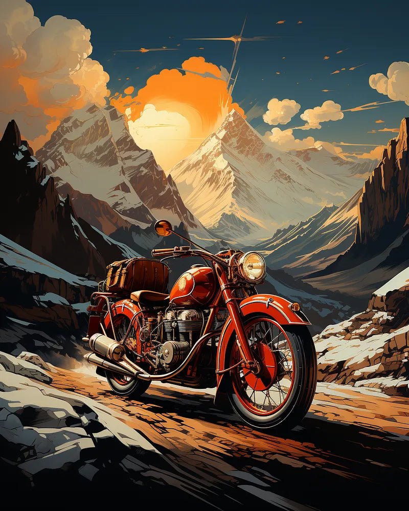 Mountain Adventure Motorcycle | Paint By Numbers Kit