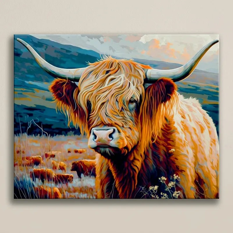 Highland Cow Painting | Paint By Numbers Kit