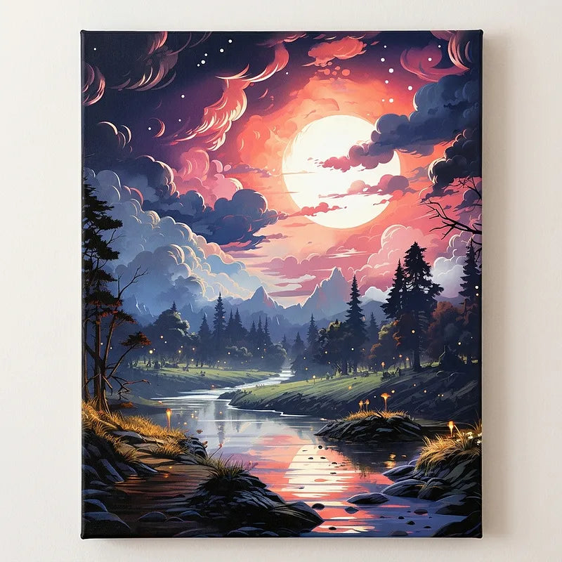 Moonlit Forest Stream | Paint By Numbers Kit