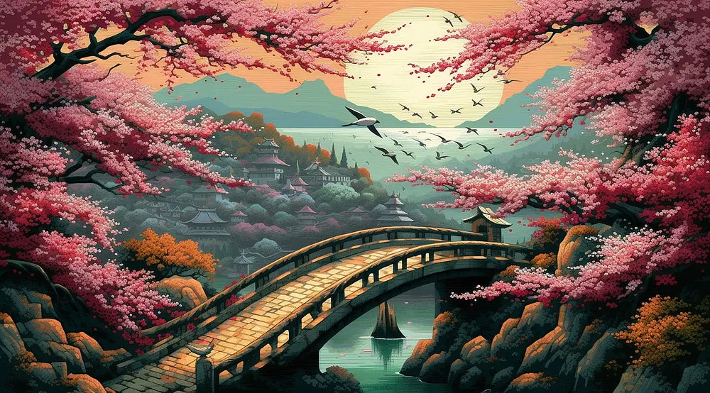 Japanese Bridge Blossoms | Paint By Numbers Kit