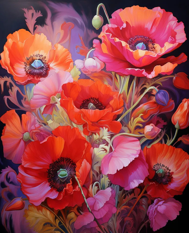 Vibrant Poppy Flowers | Paint By Numbers Kit