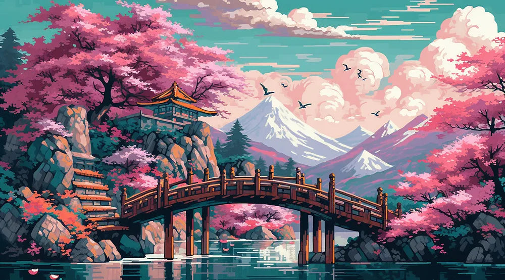 Cherry Blossom Bridge | Paint By Numbers Kit
