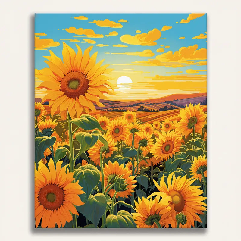 Sunflower Field Sunset | Paint By Numbers Kit