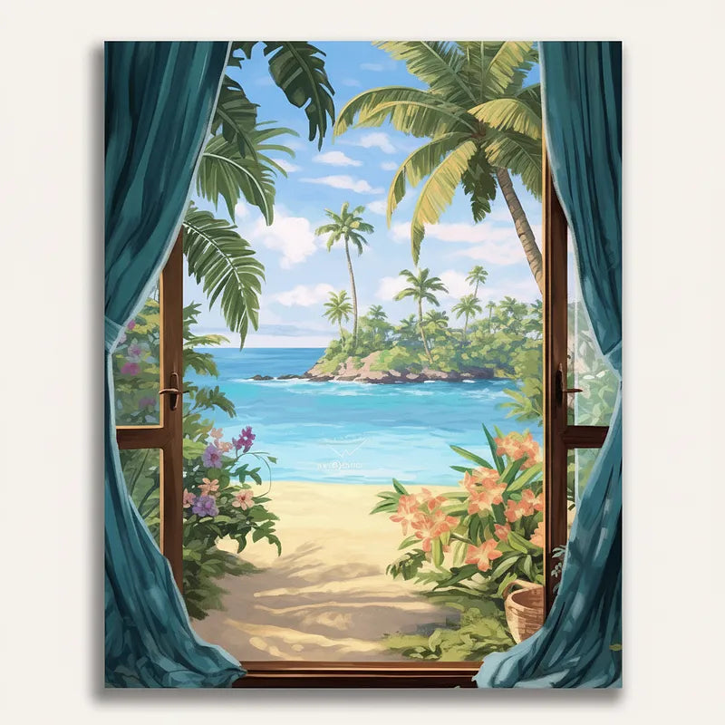 Tropical Paradise View | Paint By Numbers Kit