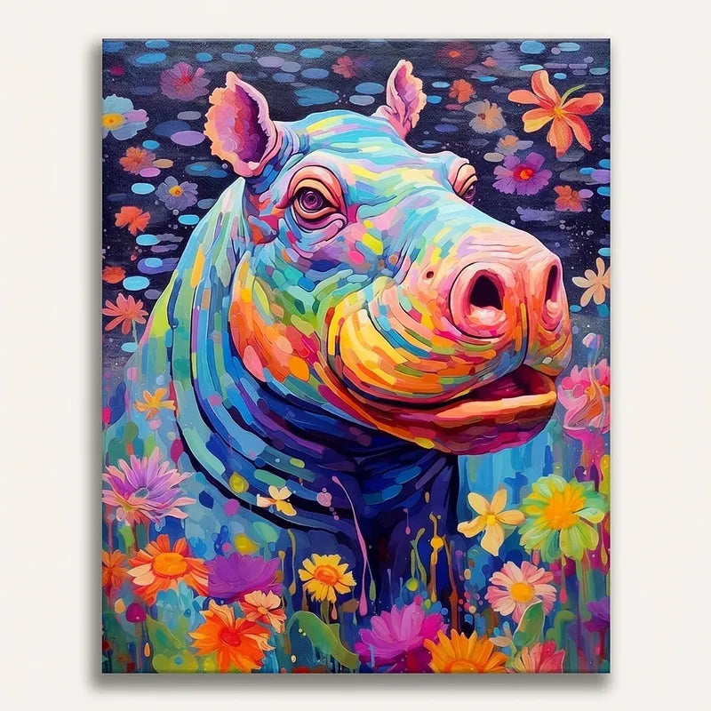 Rainbow Hippo | Paint By Numbers Kit
