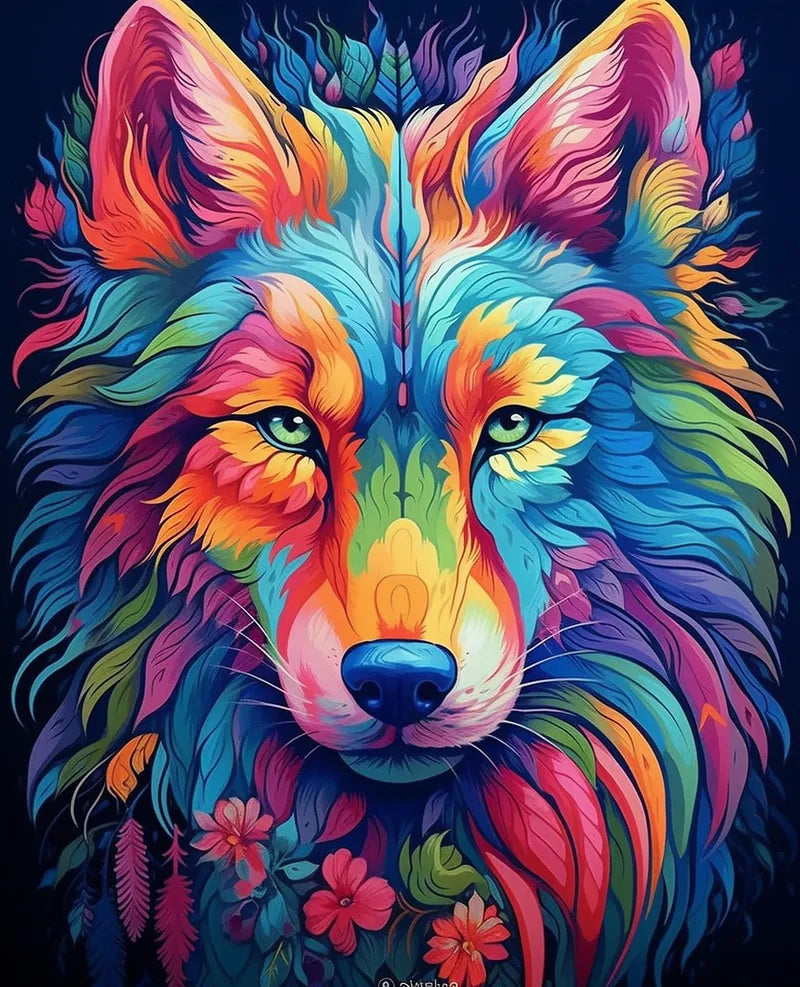 Rainbow Wolf | Paint By Numbers Kit