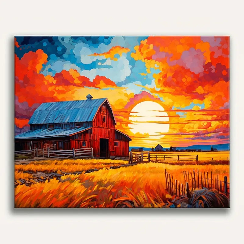 Red Barn Sunset | Paint By Numbers Kit