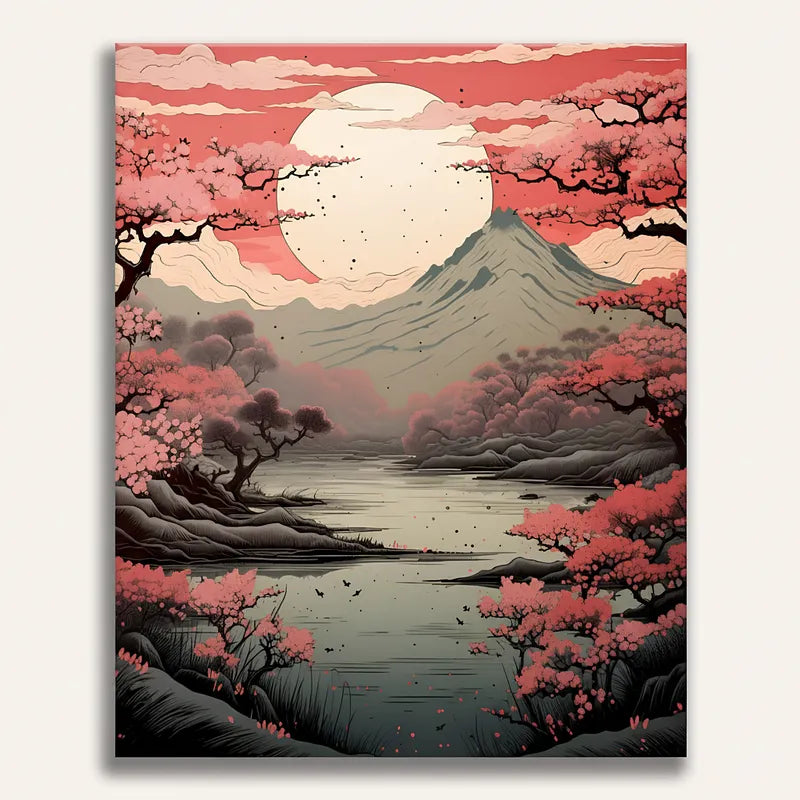 Cherry Blossom Mountain | Paint By Numbers Kit