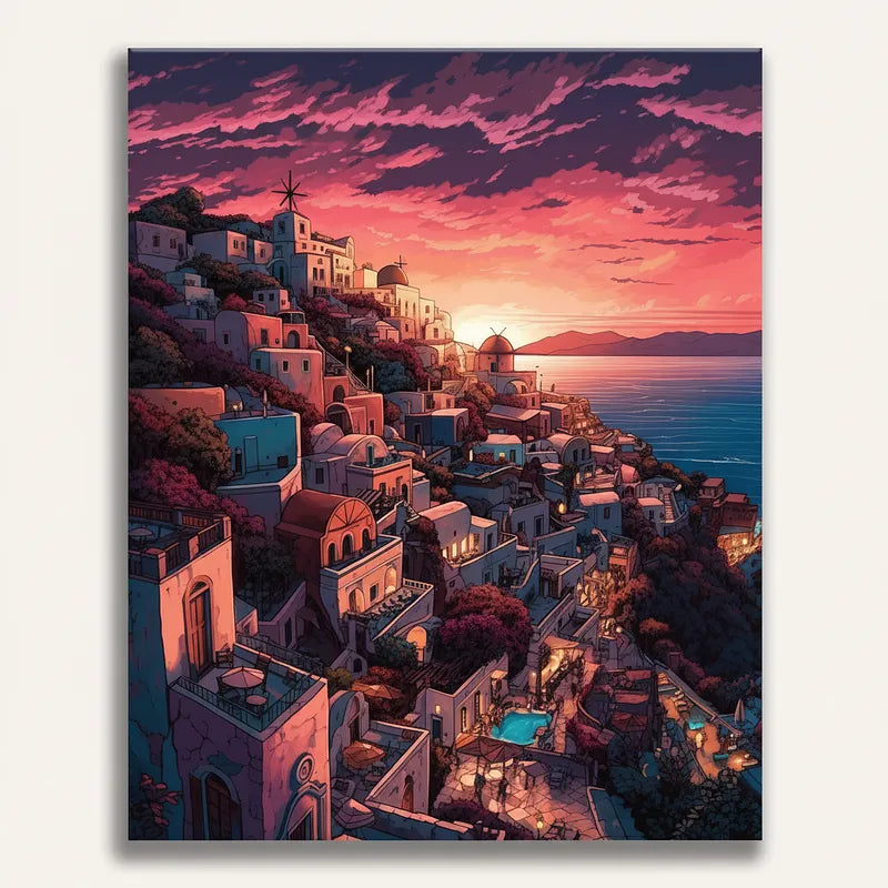 Santorini Sunset | Paint By Numbers Kit