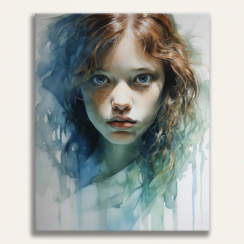 Watercolor Girl Portrait Paint By Number Kit