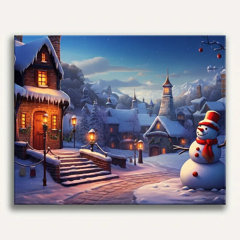 Winter Village Scene | Paint By Numbers Kit