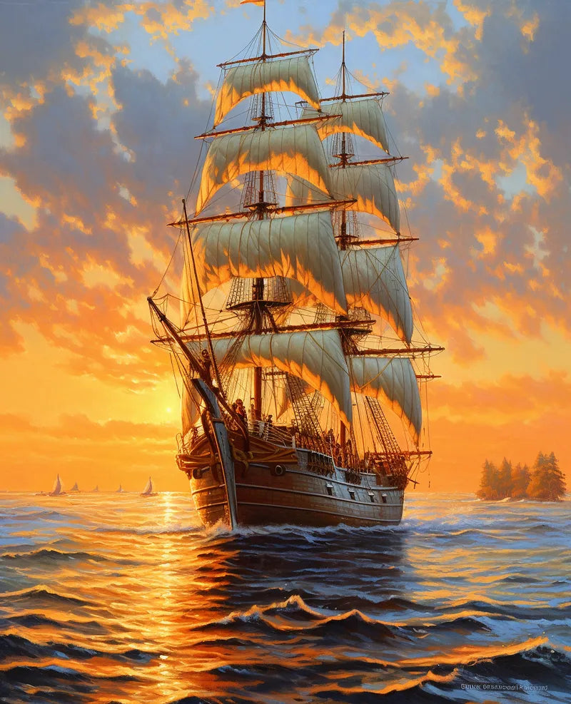 Majestic Sailing Ship | Paint By Numbers Kit