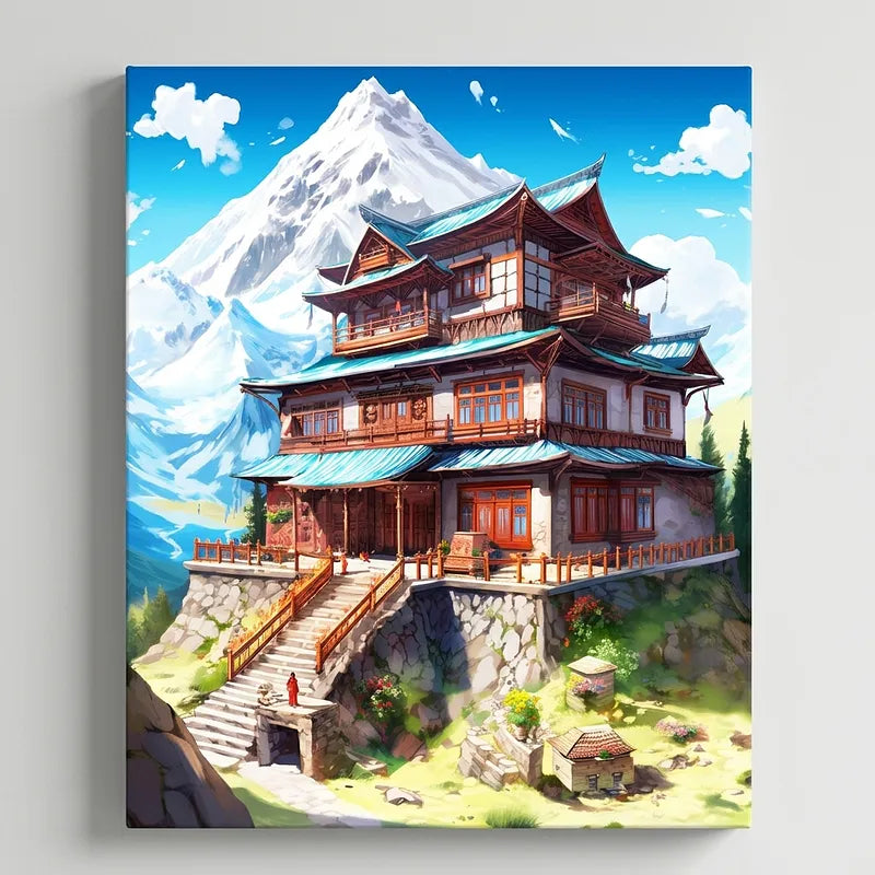 Mountain Temple Palace | Paint By Numbers Kit