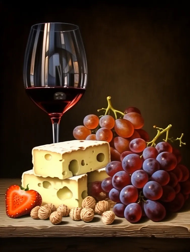 Wine Cheese Grapes | Paint By Numbers Kit