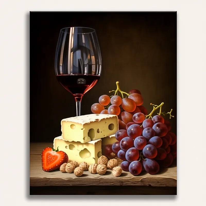 Wine Cheese Grapes | Paint By Numbers Kit