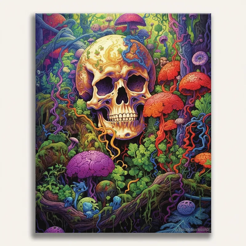Psychedelic Mushroom Skull | Paint By Numbers Kit