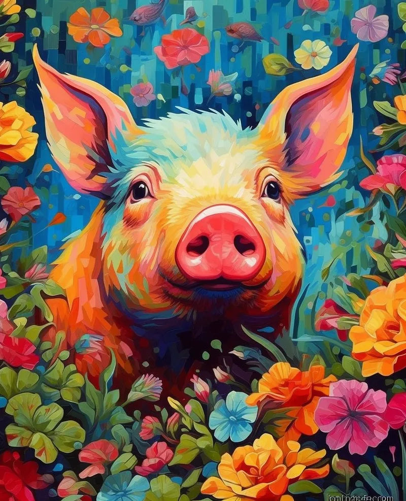 Floral Pig Paradise | Paint By Numbers Kit