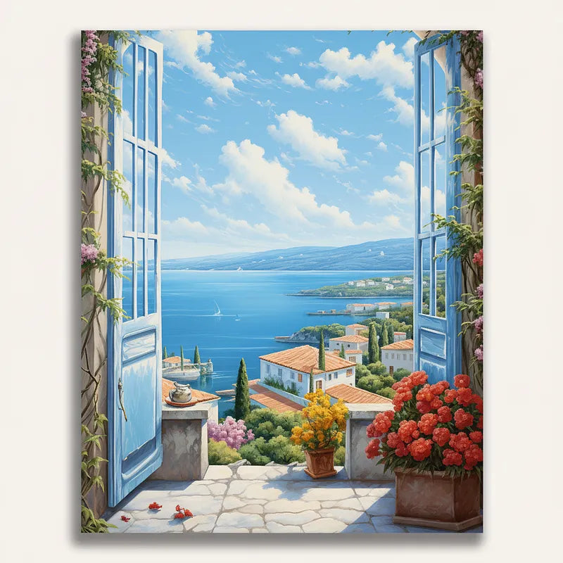 Mediterranean Window View | Paint By Numbers Kit