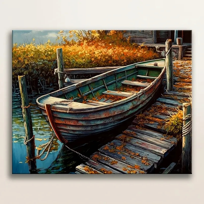 Autumn Boat Dock | Paint By Numbers Kit