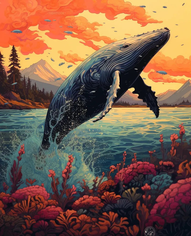 Whale Breach Sunset | Paint By Numbers Kit