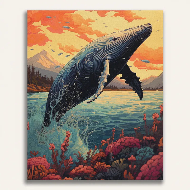 Whale Breach Sunset | Paint By Numbers Kit