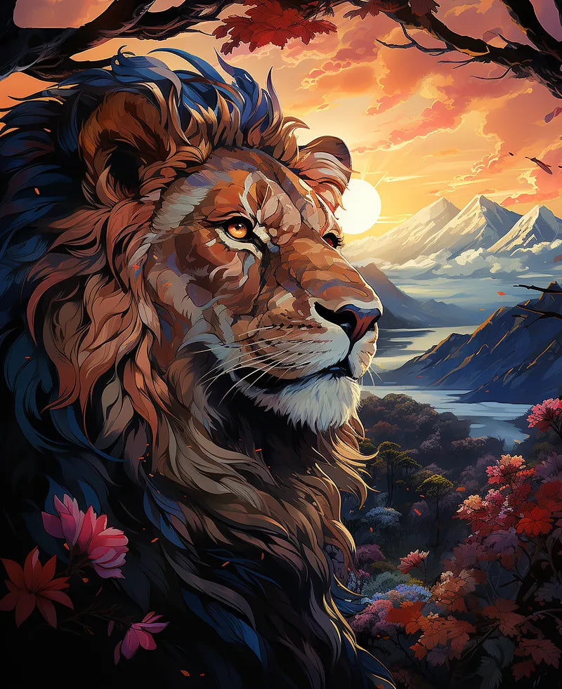 Majestic Lion Sunset | Paint By Numbers Kit