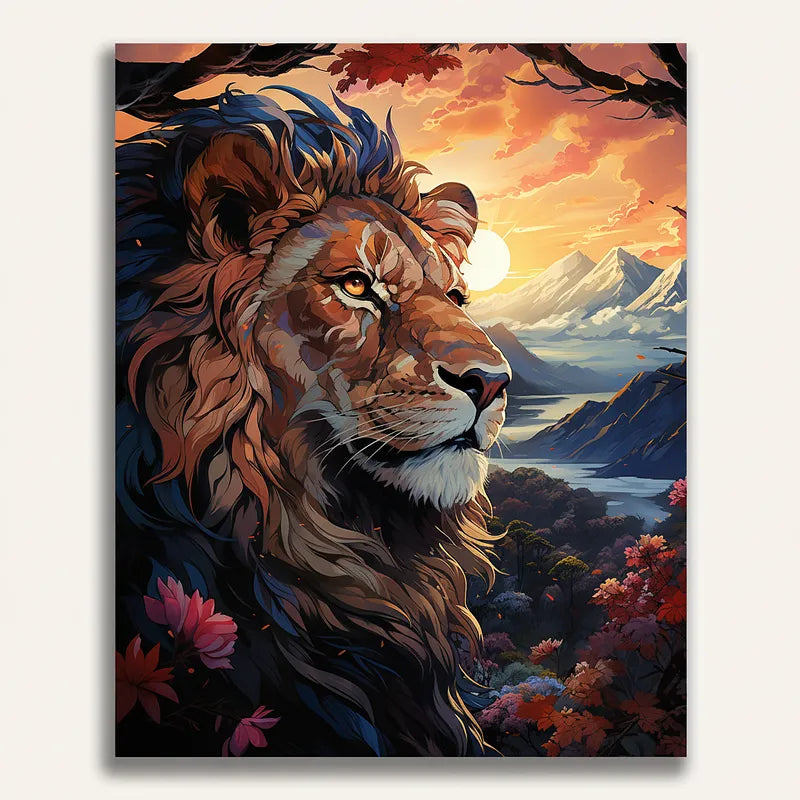 Majestic Lion Sunset | Paint By Numbers Kit