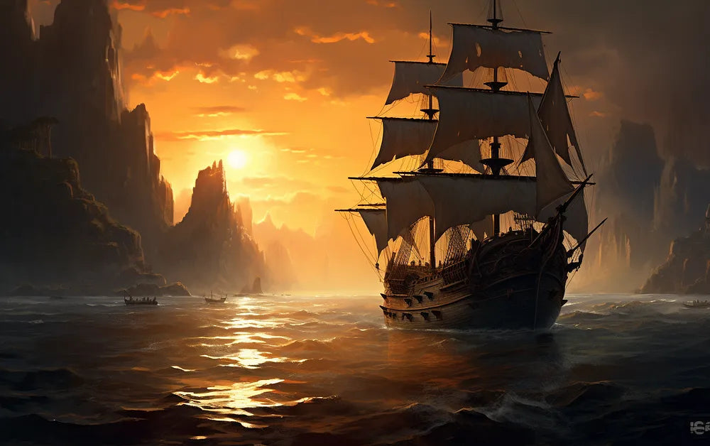 Pirate Ship Sunset | Paint By Numbers Kit
