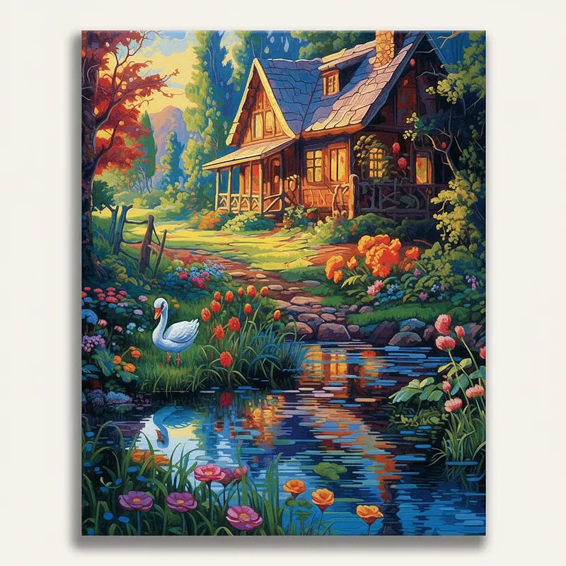 Cottage Stream Paradise | Paint By Numbers Kit