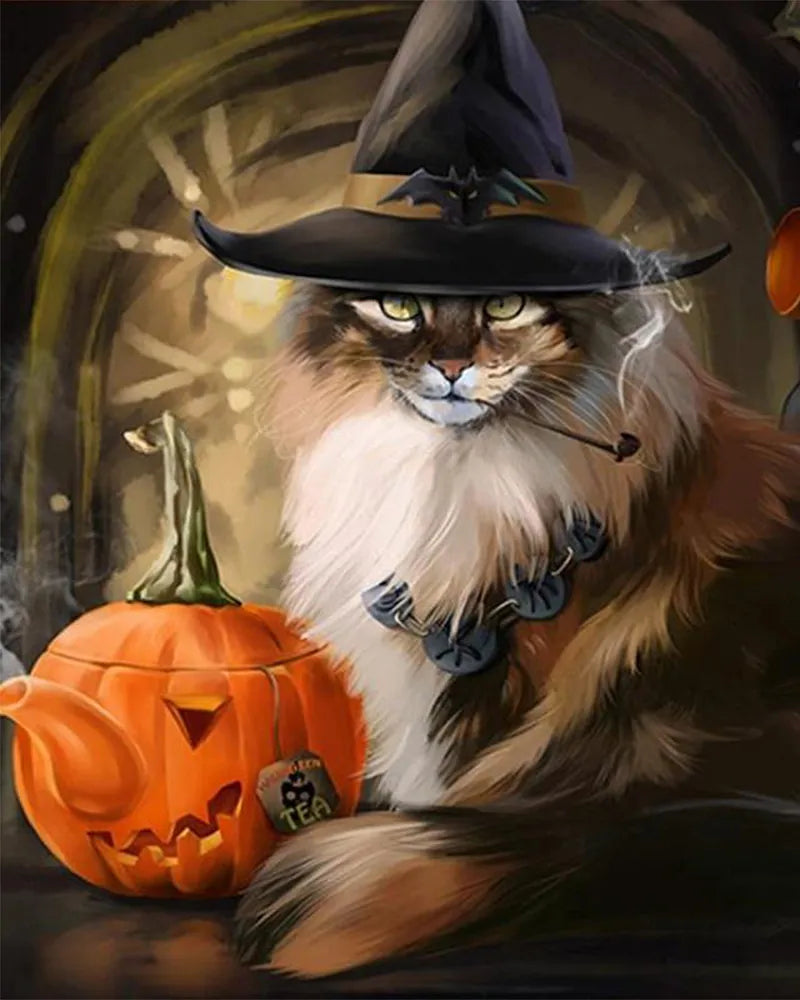 Witch Cat Halloween | Paint By Numbers Kit