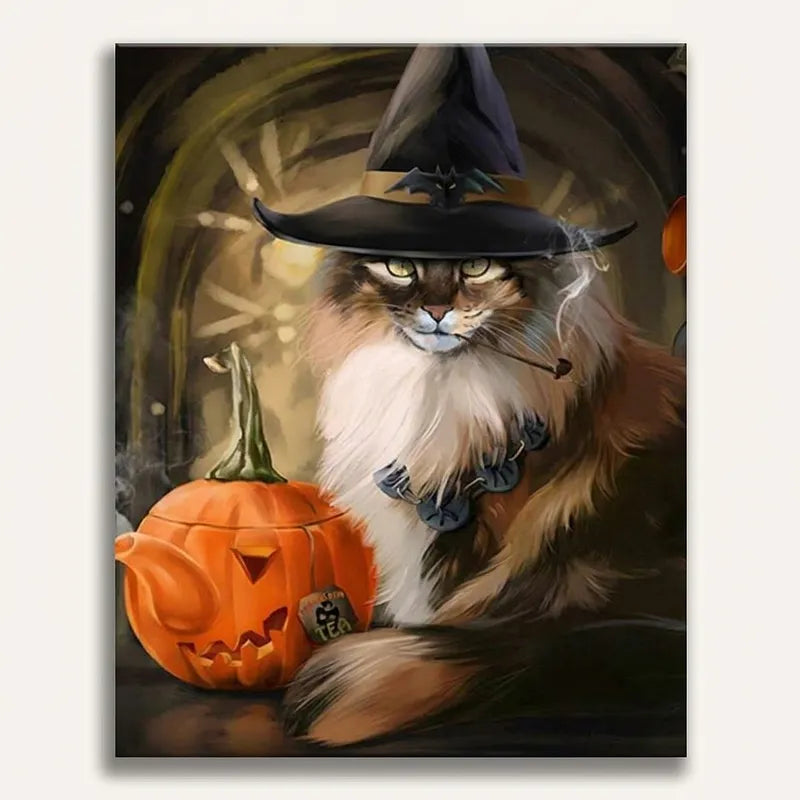 Witch Cat Halloween | Paint By Numbers Kit