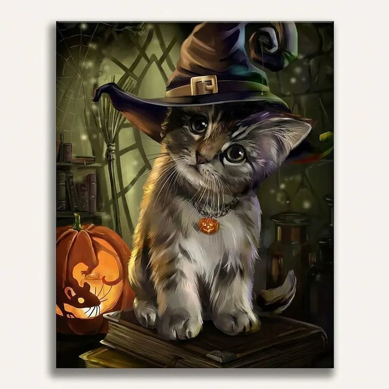 Witch Cat Halloween | Paint By Numbers Kit