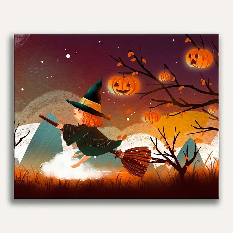 Halloween Witch Flying | Paint By Numbers Kit