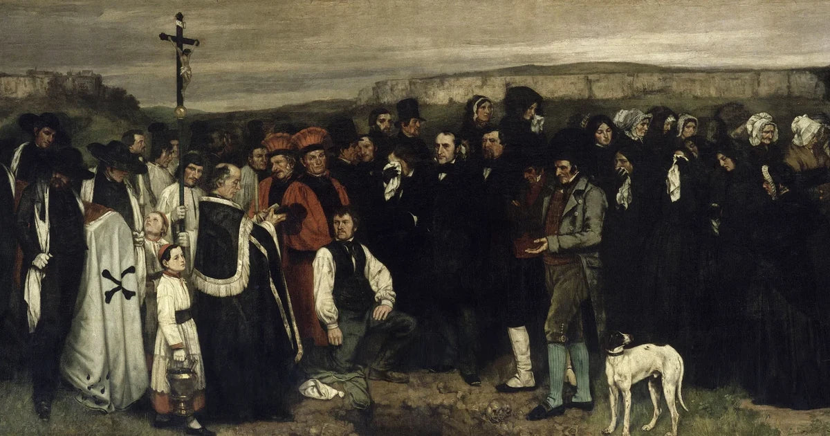 Gustave Courbet, A Burial at Ornans (1849-50), oil on canvas, Musée d'Orsay — the founding masterpiece of the Realist movement
