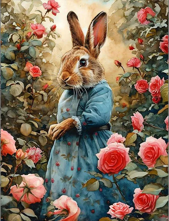 Rabbit Rose Garden | Paint By Numbers Kit