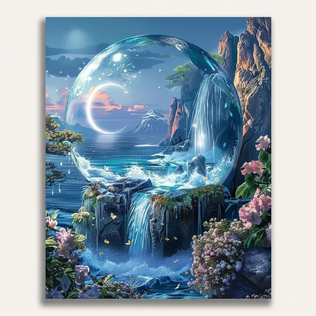 Bubble Seascape Paradise - Framed Paint by Numbers Kit