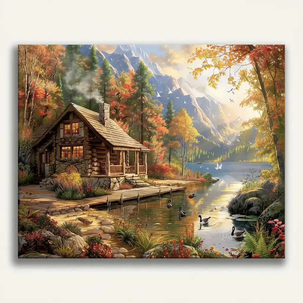 Mountain Lake Cabin | Paint By Numbers Kit