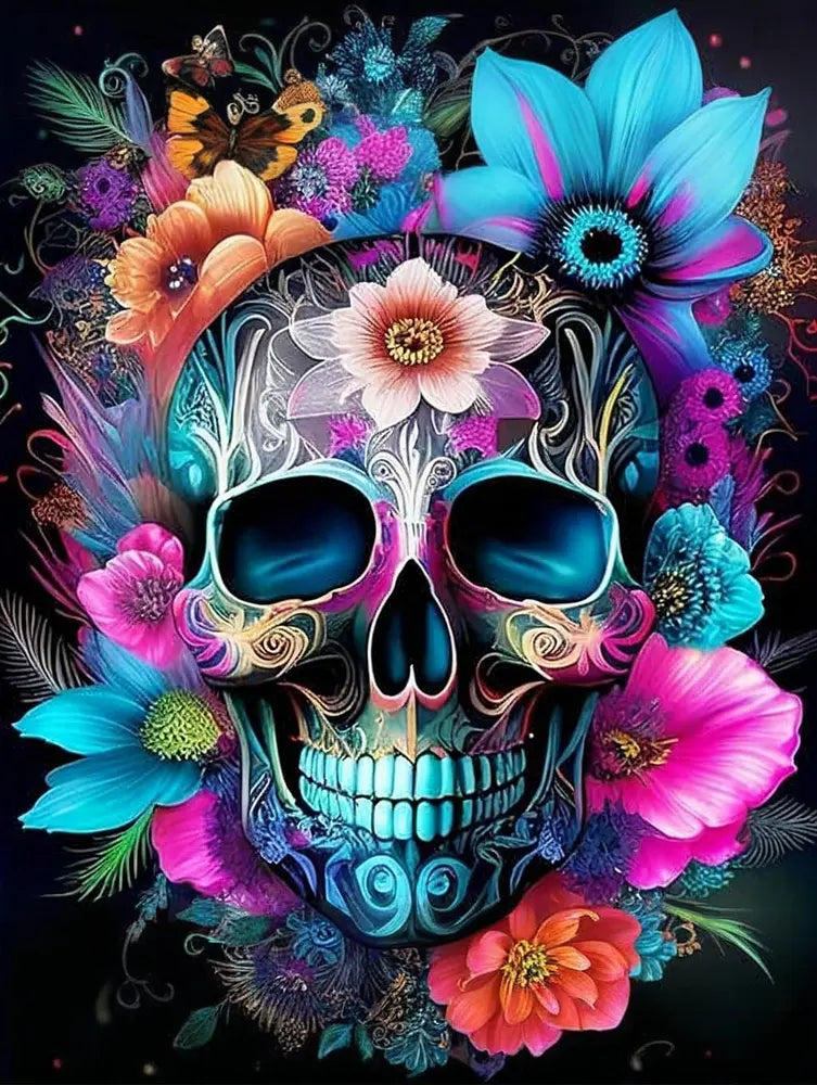 Floral Skull Art - Paint by Numbers Kit