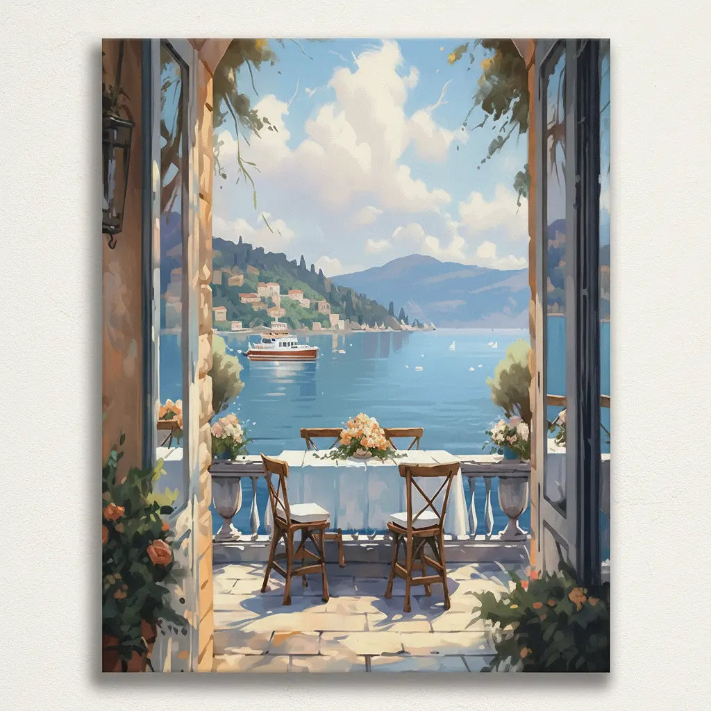 Mediterranean Terrace View | Paint By Numbers Kit
