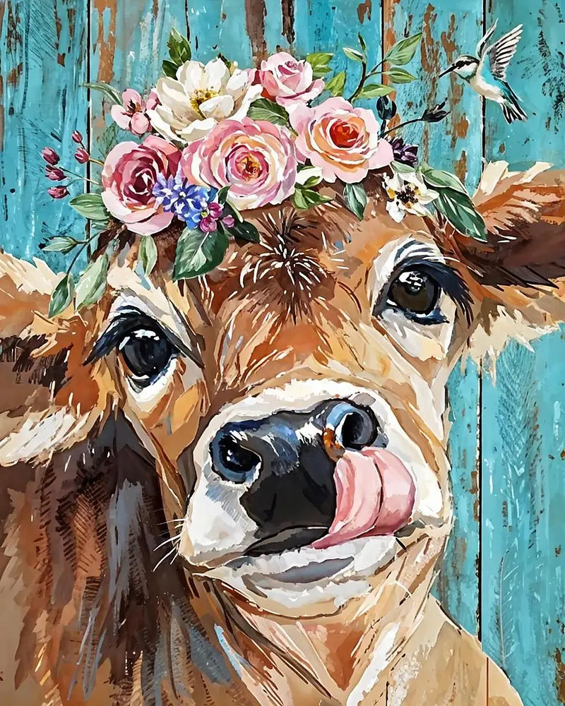 Cow Flower Crown - Paint by Numbers Kit