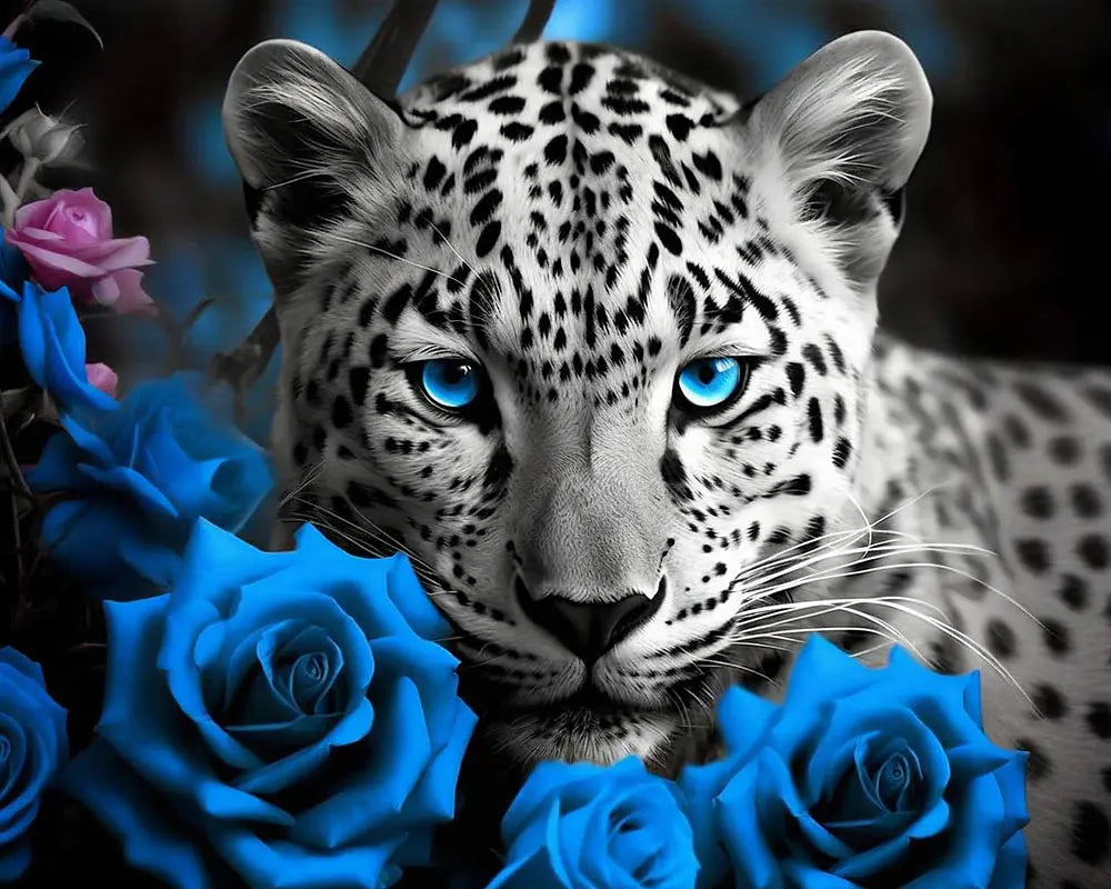 Blue Leopard Roses | Paint By Numbers Kit