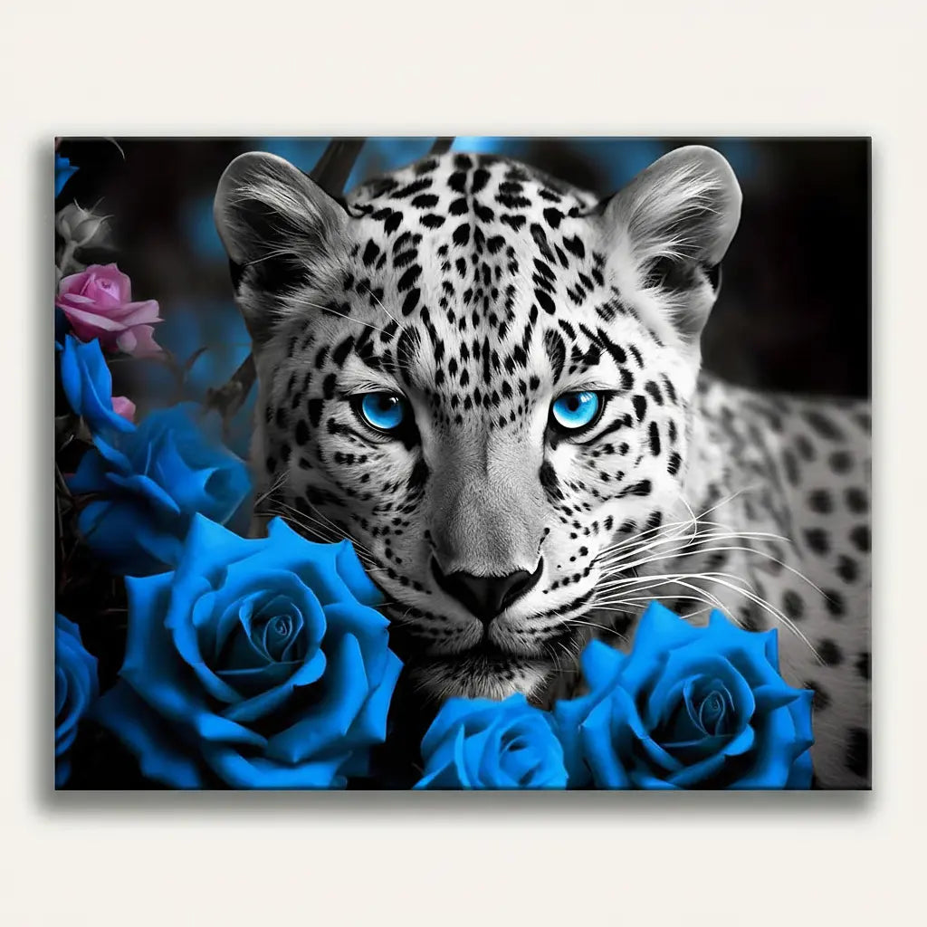 Blue Leopard Roses | Paint By Numbers Kit