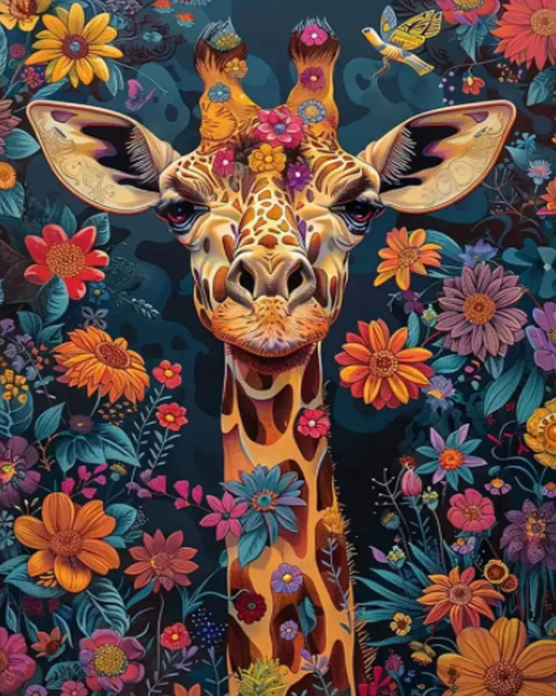 Floral Giraffe - Paint by Numbers Kit