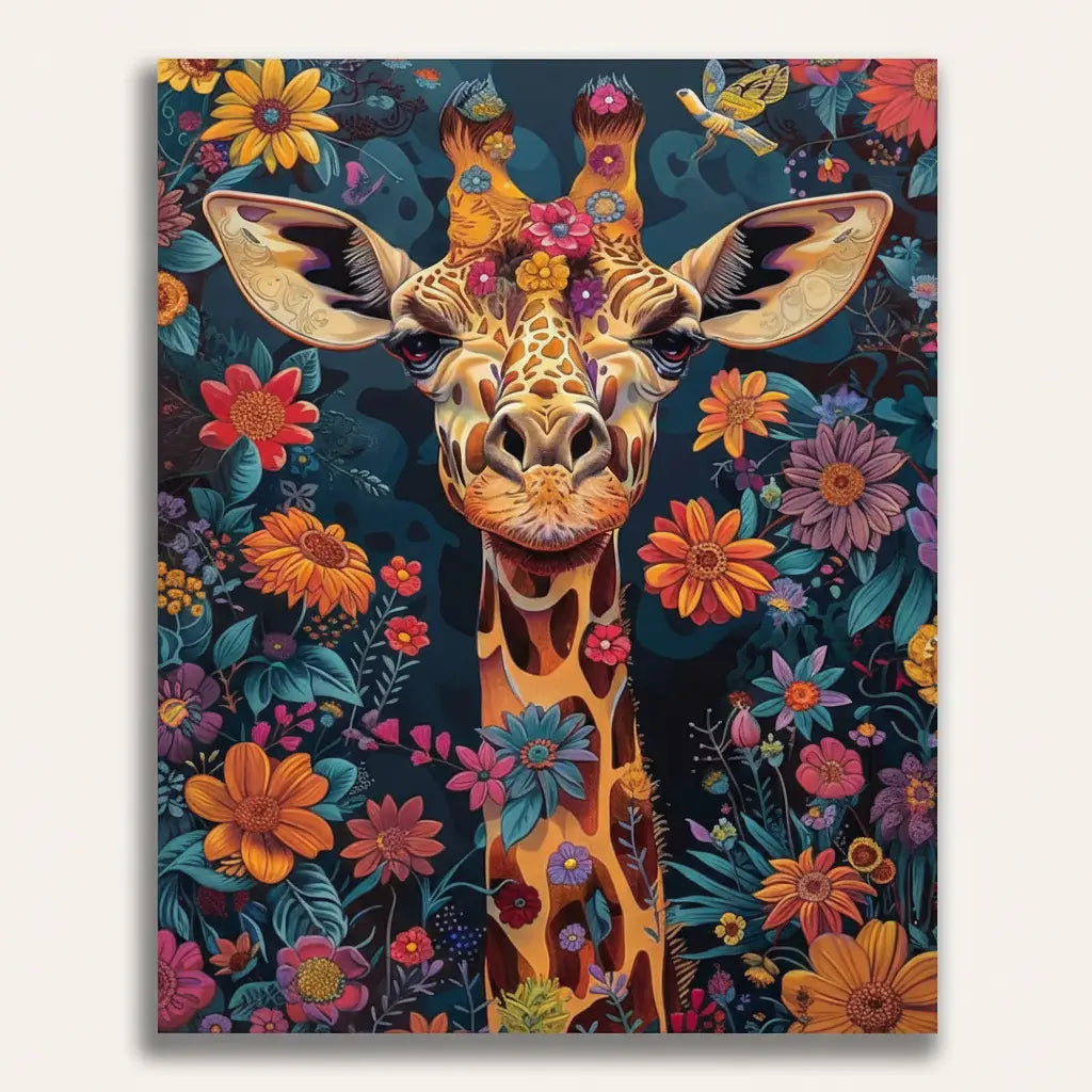 Floral Giraffe - Framed Paint by Numbers Kit
