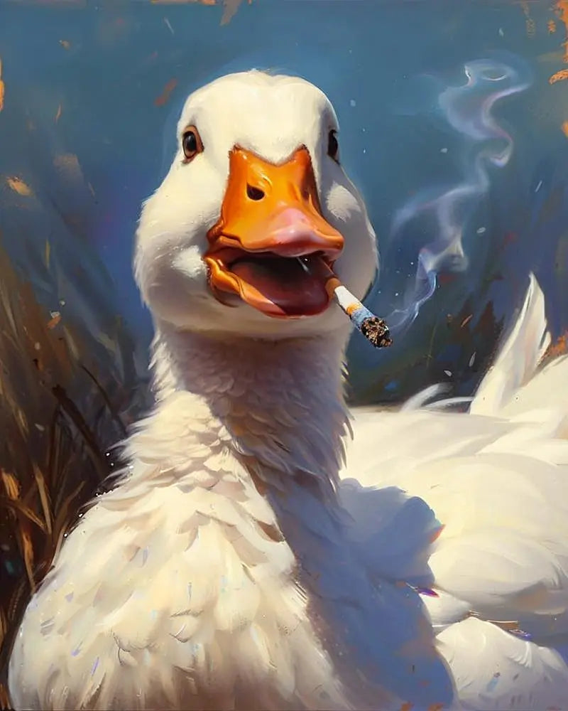 duck smoking cigarette painting No Frame / 16 duck smoking cigarette painting No Frame / 16