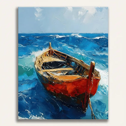 Red Boat Seascape Paint By Numbers Kit